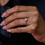 1 Carat Round Brilliant Moissanite Sterling Silver 925 6 Prong cathedral Engagement ring Rhodium plated