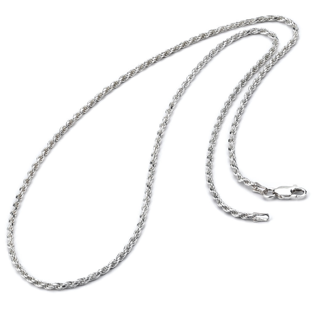 Men's 2.3MM Sterling Silver 925 Italian Rope Necklace Chain 16" 18" 20" 22" 24" 30"