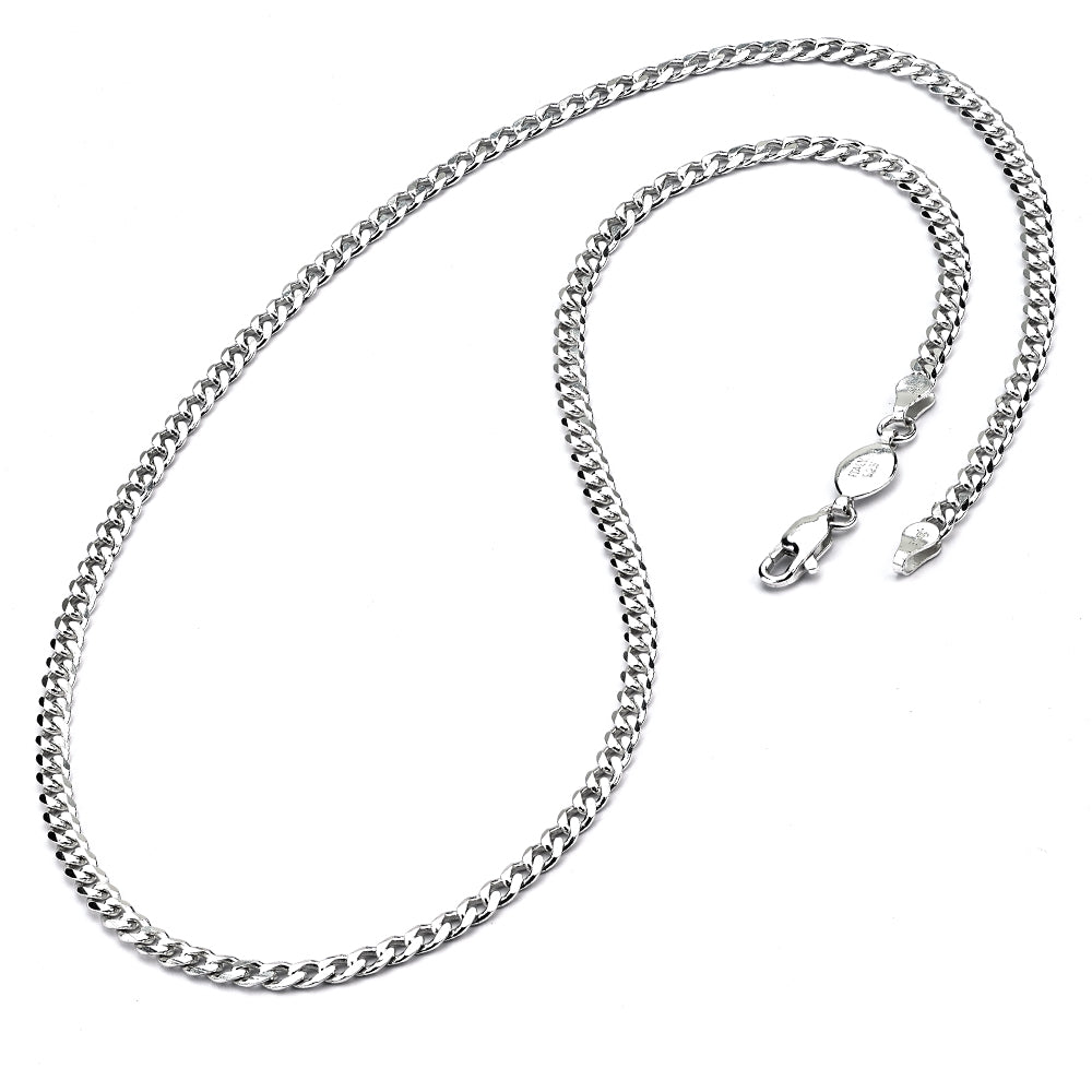 Men's 4MM Sterling Silver 925 Italian Curb Chain Necklace 16" 18" 20" 22" 24" 30"