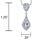 Women's Sterling Silver 925 Opera Charm Pendant Pear Cubic Zirconia Necklace 16-18"