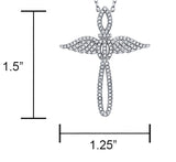 Sterling Silver 925 Angel Cross Charm Pendant Diamond Adjustable Necklace 16-18"