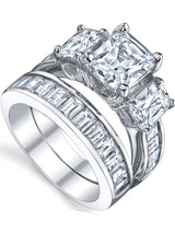 2 Carat Radiant Cut Cubic Zirconia CZ Sterling Silver Women's Engagement Ring Set Sizes 4 to 11