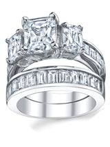 2 Carat Radiant Cut Cubic Zirconia CZ Sterling Silver Women's Engagement Ring Set Sizes 4 to 11