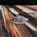 Women's Sterling Silver 925 Engagement Bridal Ring Set Cubic Zirconia 1.5ct 8MM