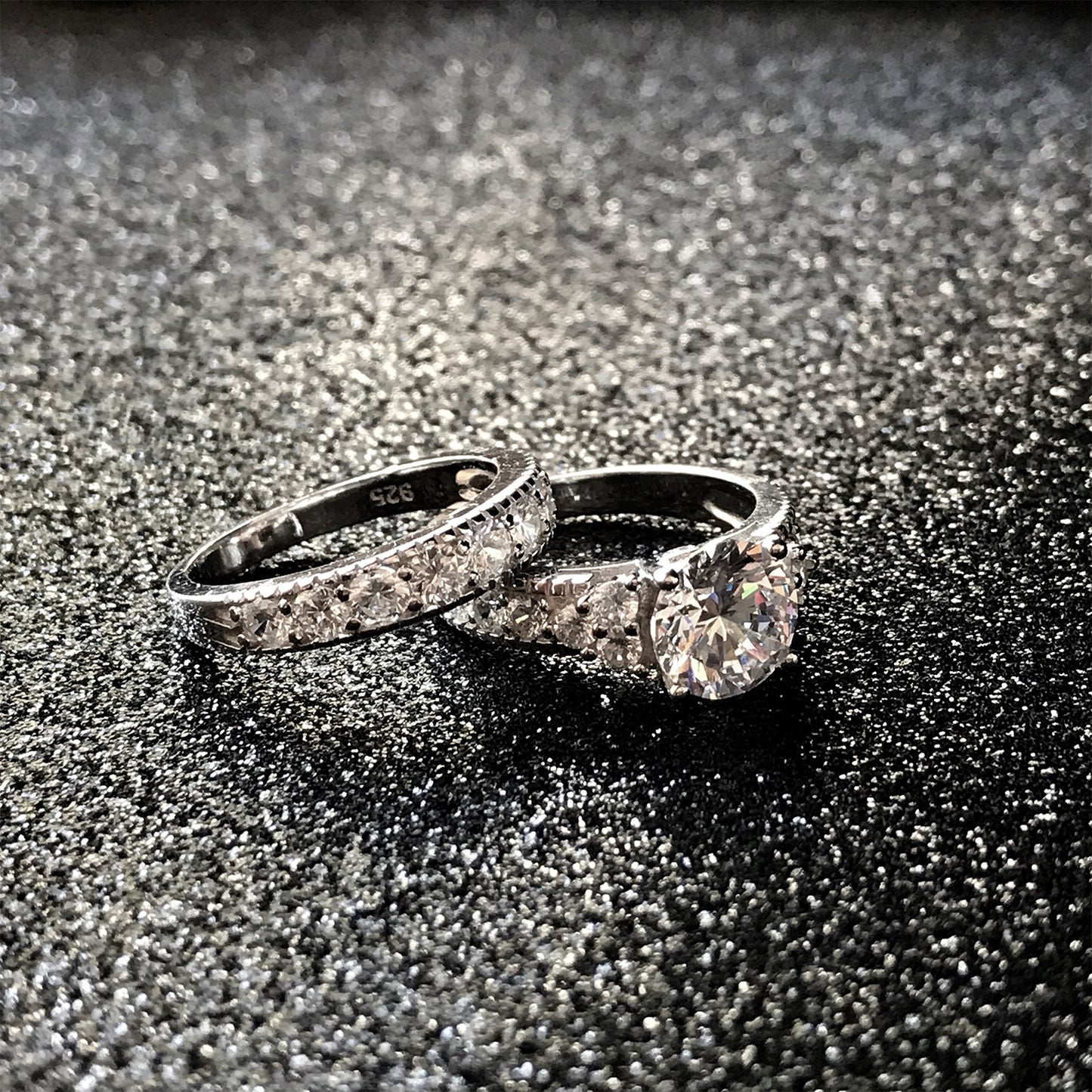 Women's Sterling Silver 925 Engagement Bridal Ring Set Cubic Zirconia 1.5ct 8MM