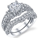 Women's 1.25 Carat Solid Sterling Silver Wedding Engagement Ring Set Bridal Ring Cubic Zirconia Sizes 4 to11