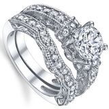Women's 1.25 Carat Solid Sterling Silver Wedding Engagement Ring Set Bridal Ring Cubic Zirconia Sizes 4 to11