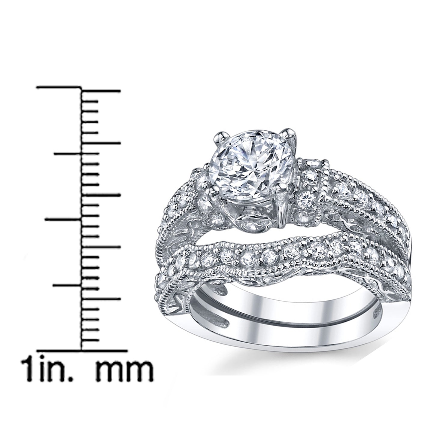 Women's 1.25 Carat Solid Sterling Silver Wedding Engagement Ring Set Bridal Ring Cubic Zirconia Sizes 4 to11
