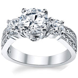 Women's 1.50 Carats Wedding Engagement Ring Sterling Silver 925 "Past Present Future" Cubic Zirconia