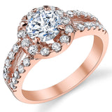 Women's 0.75 Carat Rose Plated Sterling Silver Ring Cubic Zirconia Sizes 5-9