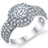 Women's Beautiful 3 Row Micro Pave Sterling Silver 925 Wedding Engagement ring Cubic Zirconia