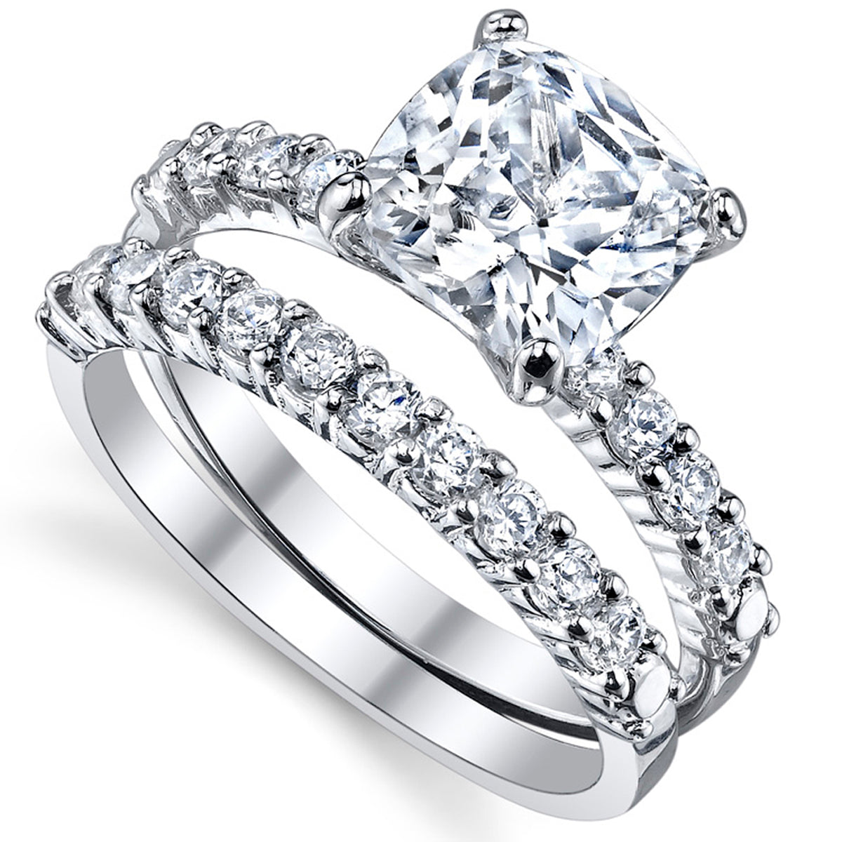 Women's 2.5Ct Wedding Engagement Ring Band Set Sterling Silver 925 CZ