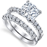 Women's 2.5Ct Wedding Engagement Ring Band Set Sterling Silver 925 CZ