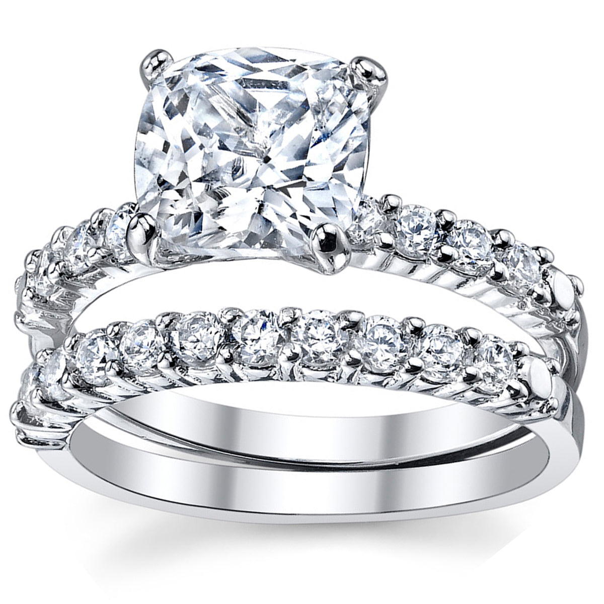 Women's 2.5Ct Wedding Engagement Ring Band Set Sterling Silver 925 CZ
