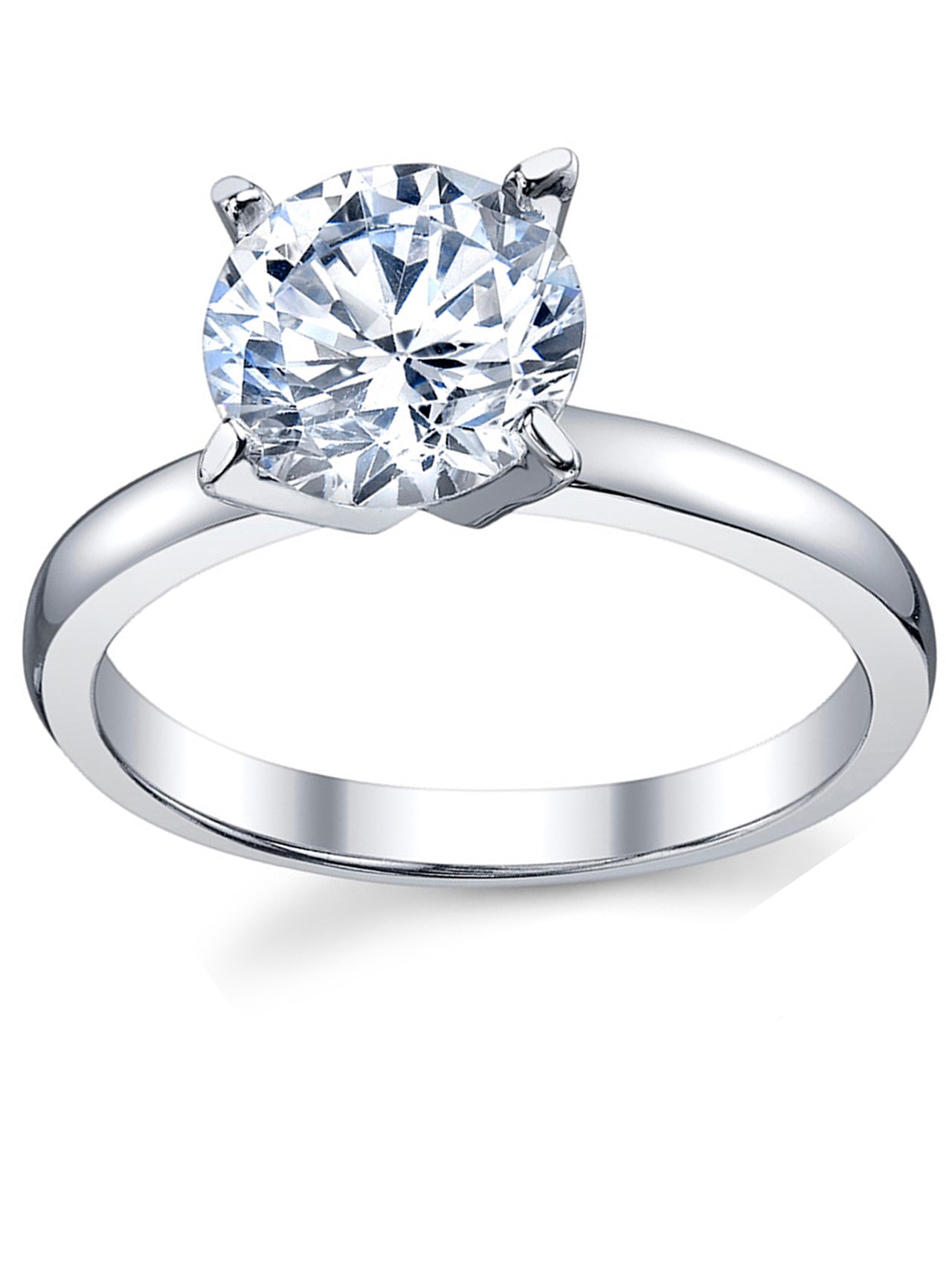 Women's 2Ct. Solitaire Round Brilliant Cubic Zirconia Sterling Silver 925 Wedding Engagement Ring