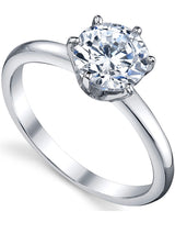 Women's 1.25 Carat Round Brilliant Cubic Zirconia Sterling Silver 925 Wedding Engagement Ring 2MM