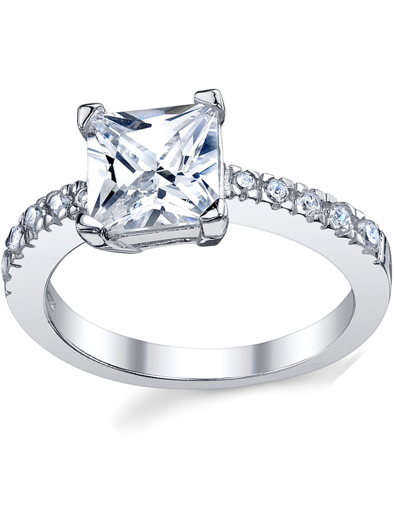 Women's 1.25 Carat Princess Cut Cubic Zirconia Sterling Silver 925 Engagement Wedding Ring Sizes 4-11