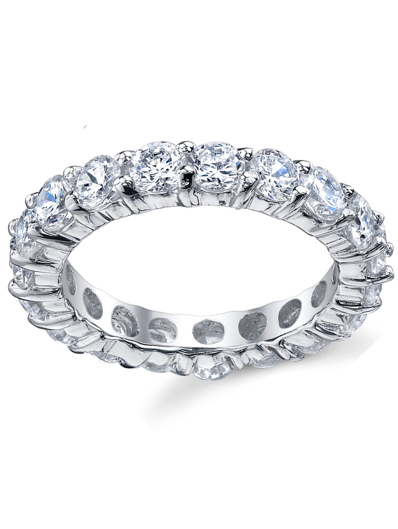 Women's 3.50MM Sterling Silver 925 Eternity Ring Engagement Wedding Ring Cubic Zirconia