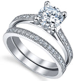 Women's 1.25 Ct Wedding Engagement Ring Set Sterling Silver 925 Round Cubic Zirconia