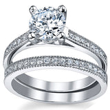 Women's 1.25 Ct Wedding Engagement Ring Set Sterling Silver 925 Round Cubic Zirconia