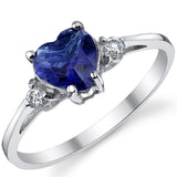 Women's Sterling Silver 925 Blue Simulated Sapphire Cubic Zirconia Love Engagement Ring