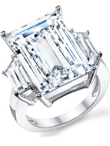 Women's Kim Kardashian Sterling Silver 9Ct. Engagement Wedding Ring Emerald-Cut Cubic Zirconia