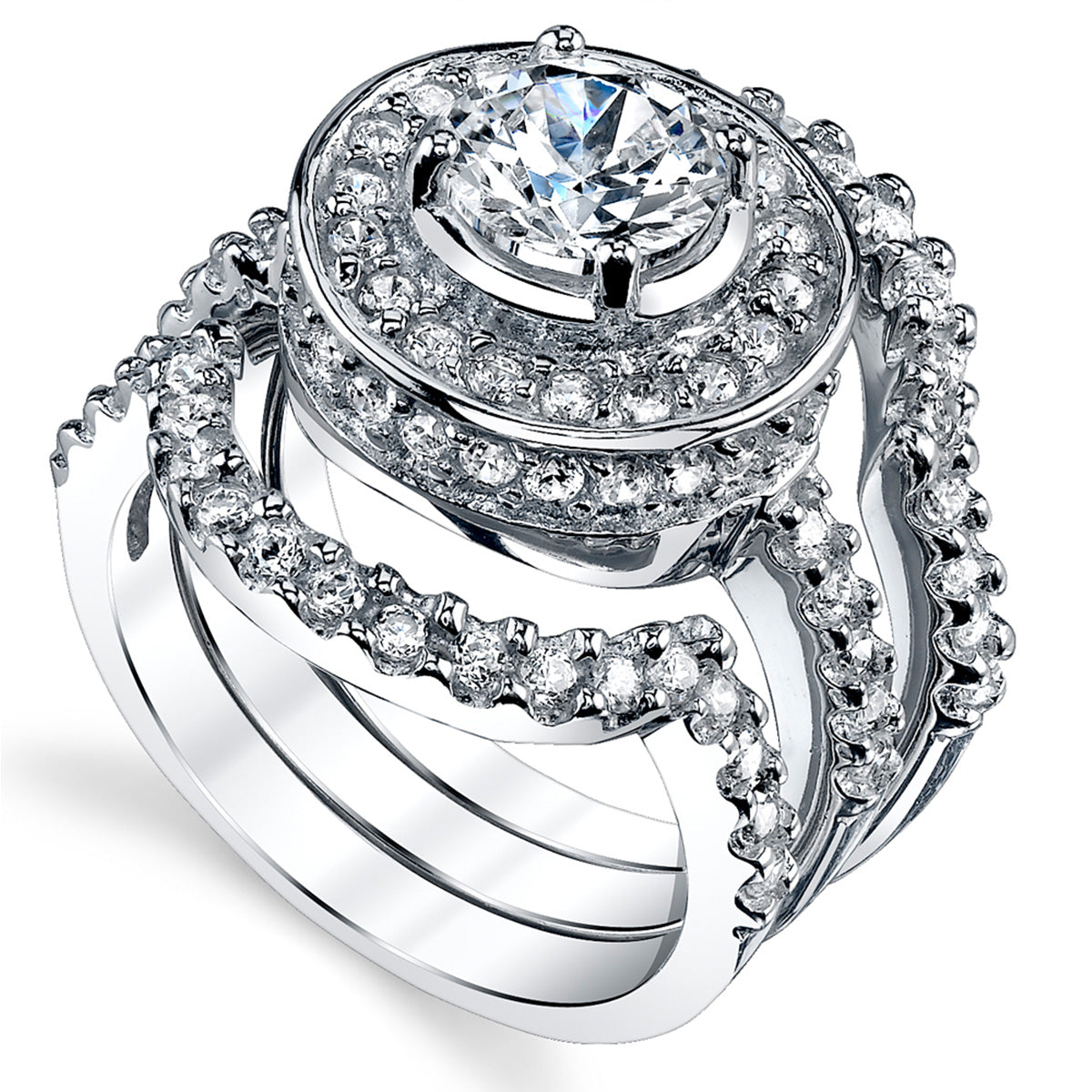 Women's 1.25 Carat 3Pc Sterling Silver 925 Engagement Ring wedding Bridal Set Bands Cubic Zirconia