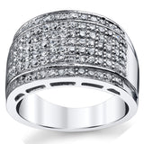 Sterling Silver Men's High Polish Micro Pave Wedding Band Ring With Cubic Zirconia CZ Sizes 5 to 12