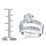 Women's Sterling Silver 925 2.00 Carat Engagement Ring Wedding Set 2-Pc Cubic Zirconia