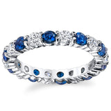Women's Sterling Silver 925 Eternity Ring Engagement Wedding BSimulated Sapphire Blue Cubic Zirconia