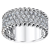 Women's Three Row Round Cut Cubic Zirconia Sterling Silver Wedding Ring 9MM