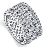 Women's Sterling Silver Wide Eternity Wedding Ring Round Cut Cubic Zirconia 11MM