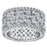 Women's Sterling Silver Wide Eternity Wedding Ring Round Cut Cubic Zirconia 11MM