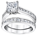 Womens 4.3 Carats Sterling Silver Bridal-Set Engagement Wedding Ring Cubic Zirconia 8MM