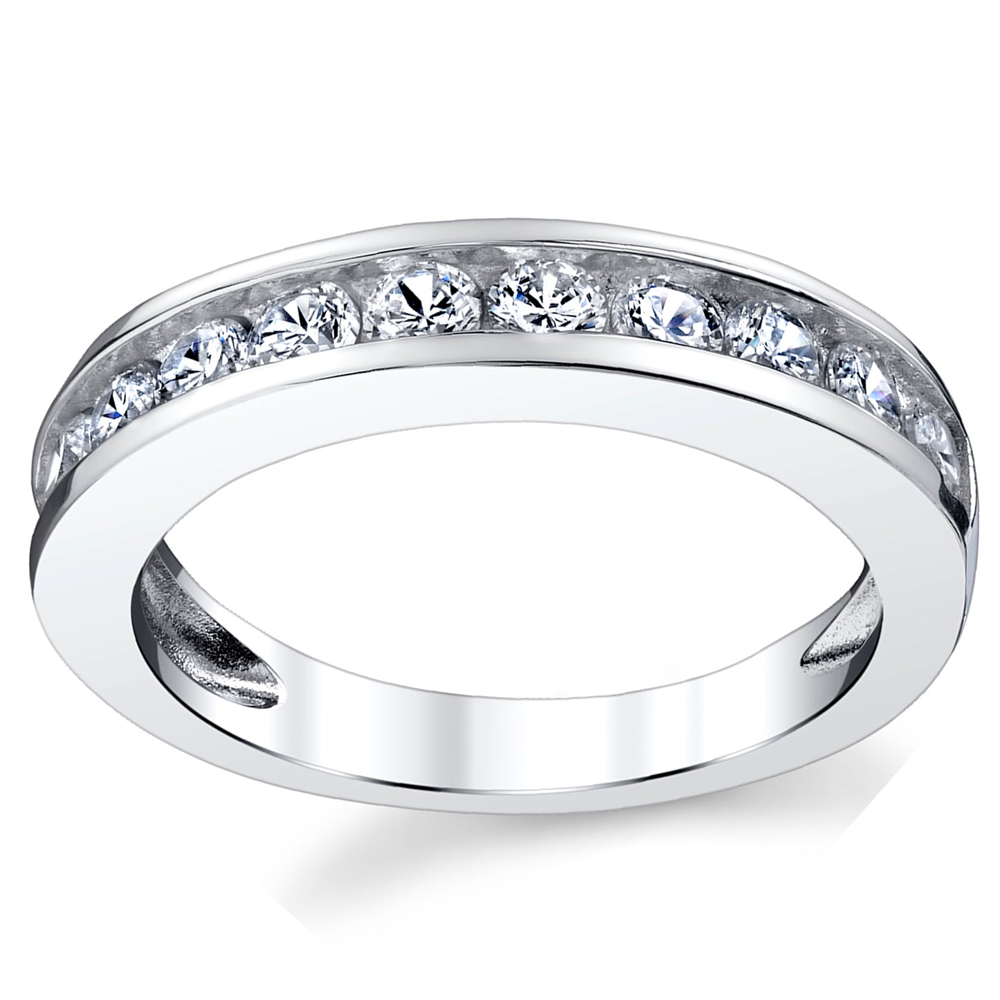 Sterling Silver Men's Wedding Band Engagement Ring With Round Cut Cubic Zirconia 4MM Sizes 7 to 13