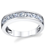 Princess Cut Men's Sterling Silver Wedding Band Engagement Ring with Cubic Zirconia 4.5MM Sizes 7 to 13