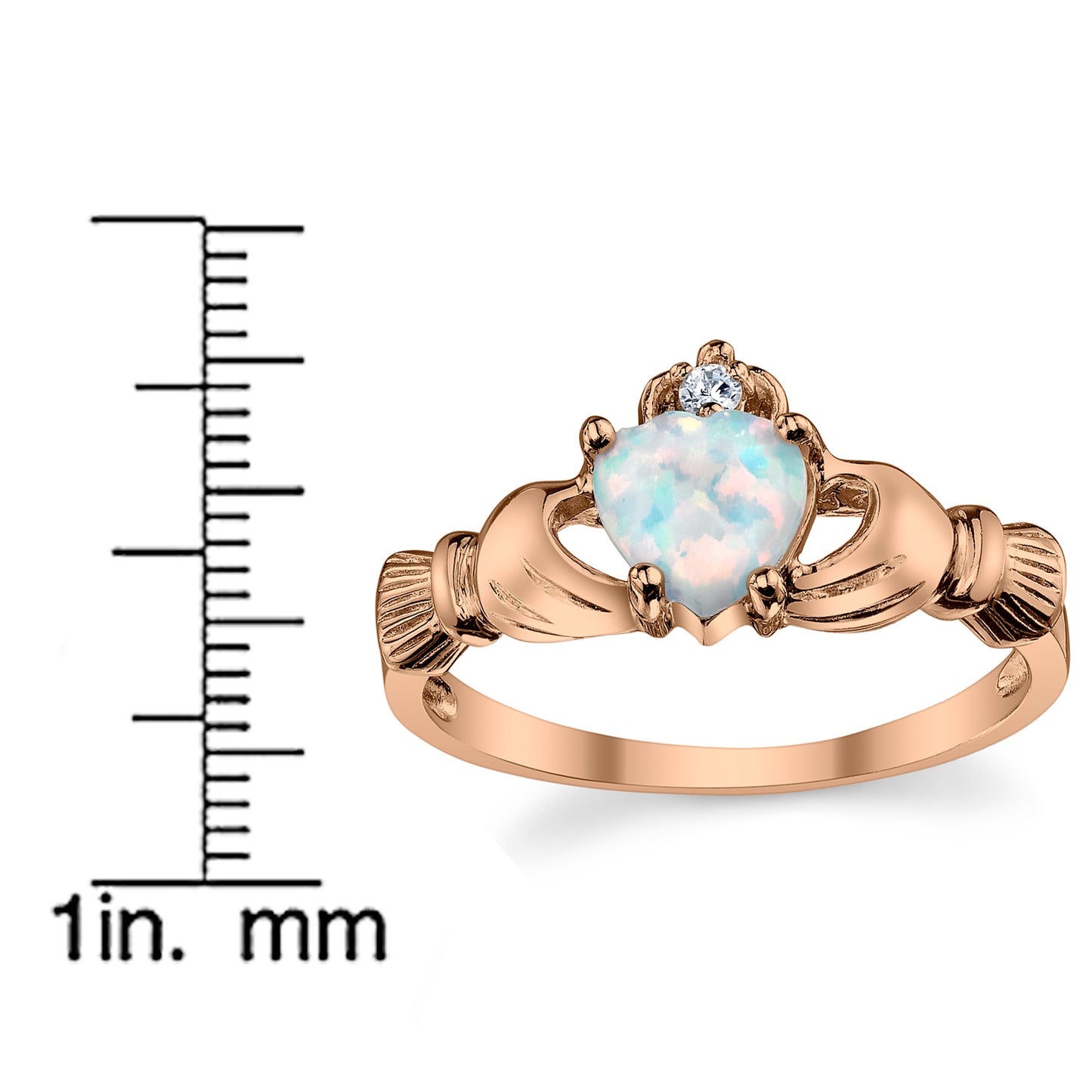 Women Sterling Silver Irish Claddagh .75Ct Engagement Wedding Ring Heart Rosetone