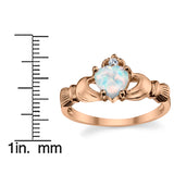 Women Sterling Silver Irish Claddagh .75Ct Engagement Wedding Ring Heart Rosetone