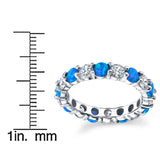 Women's Sterling Silver 925 Blue Fire Created Opal Cubic Zirconia Eternity Ring Wedding 3.5MM