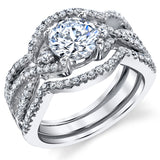Women's 1.25Ct 3Pc Sterling Silver Engagement Bridal Set  Round Cubic Zirconia