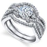 Women's 1.25Ct 3Pc Sterling Silver Engagement Bridal Set  Round Cubic Zirconia