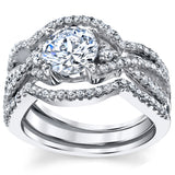 Women's 1.25Ct 3Pc Sterling Silver Engagement Bridal Set  Round Cubic Zirconia