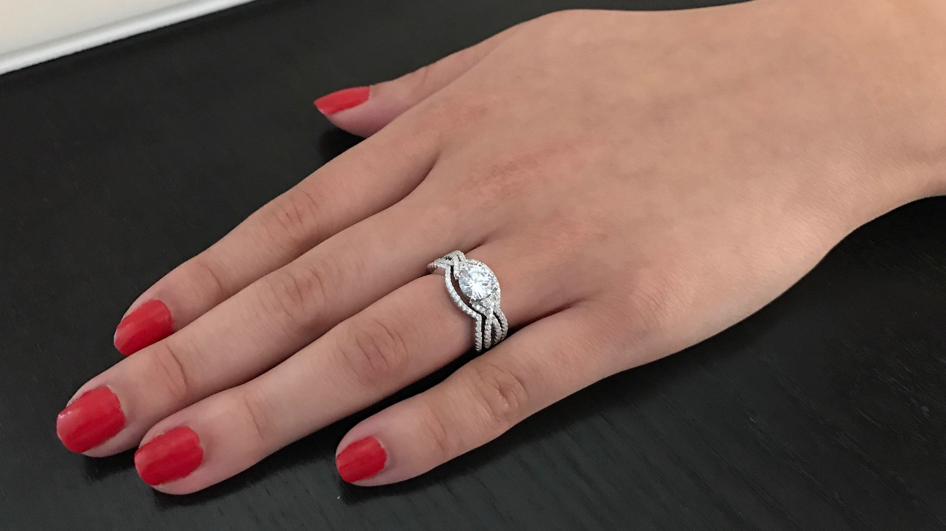 Women's 1.25Ct 3Pc Sterling Silver Engagement Bridal Set  Round Cubic Zirconia