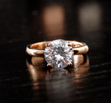 Women's Rose Gold Tone Over Sterling Silver 925 2 Carat Round Brilliant Cubic Zirconia Wedding Engagement Ring
