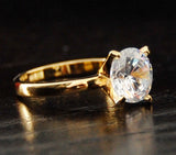 Women's Gold Tone Over Sterling Silver 925 2 Carat Round Brilliant Cubic Zirconia Wedding Engagement Ring