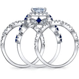 Women's Sterling Silver 925 Engagement Wedding Rings Bridal Set 3pcs Princess Cubic Zirconia 5