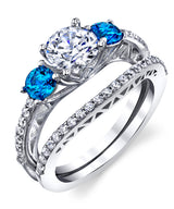 Women's Sterling Silver 925 Engagement Rings Wedding Bridal Set Cubic Zirconia 2pcs