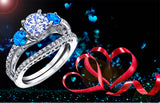 Women's Sterling Silver 925 Engagement Rings Wedding Bridal Set Cubic Zirconia 2pcs