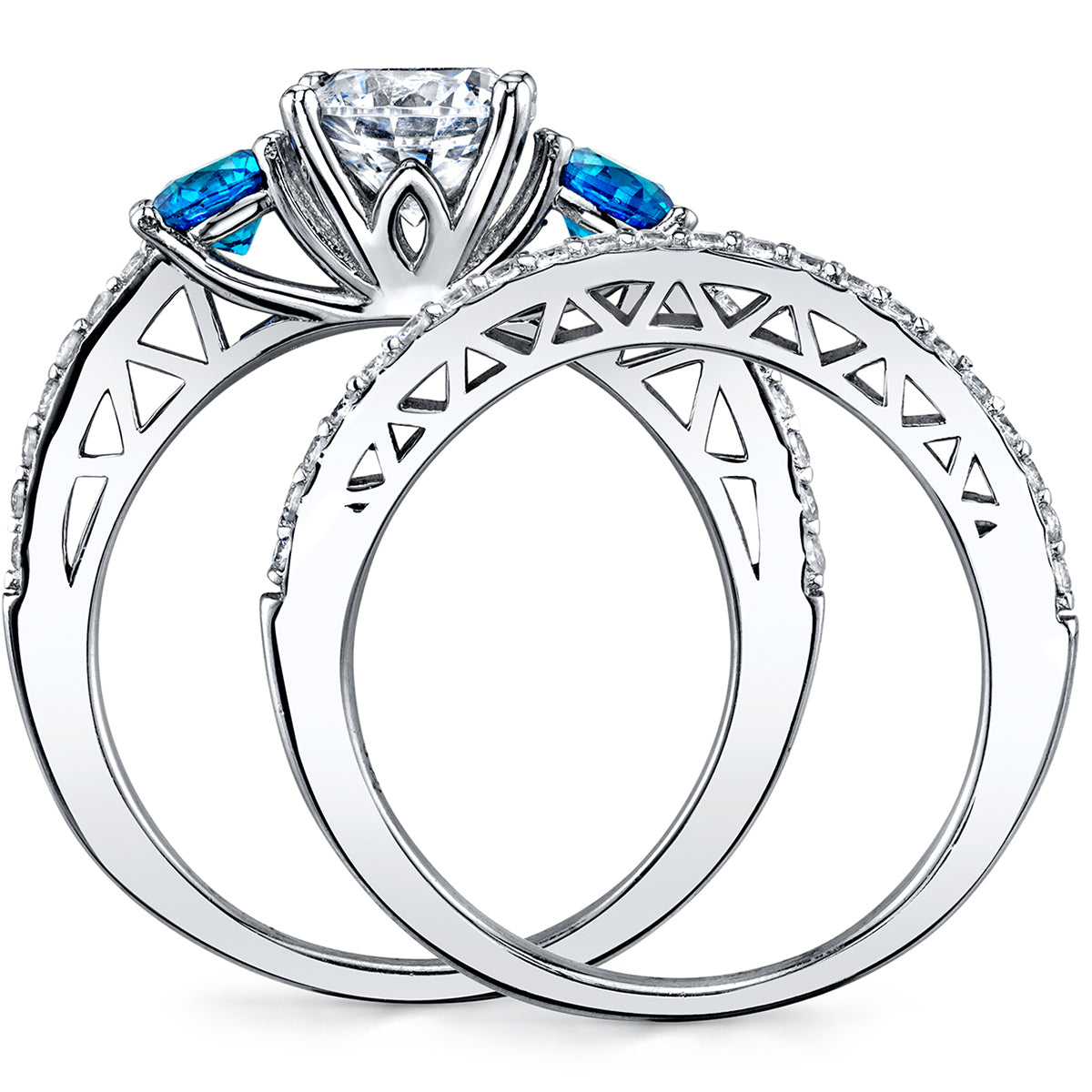 Women's Sterling Silver 925 Engagement Rings Wedding Bridal Set Cubic Zirconia 2pcs