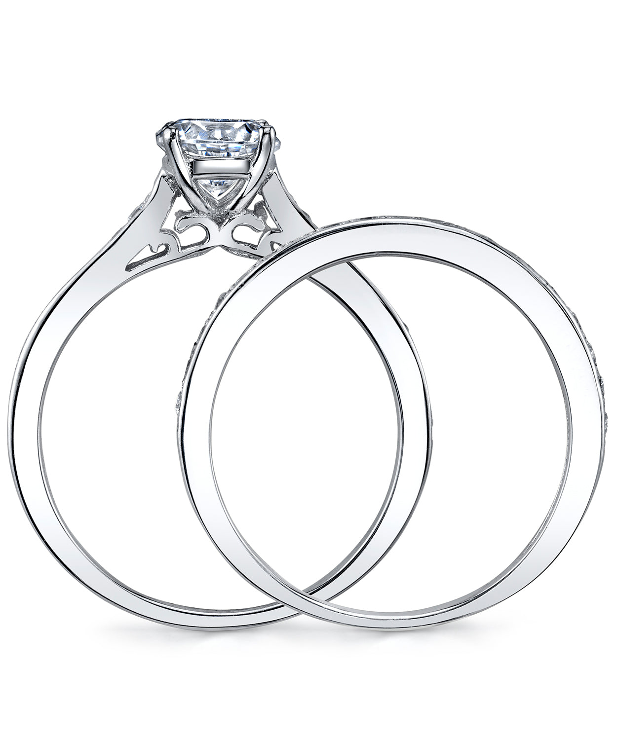 Women's Cubic Zirconia Wedding Engagement Anniversary Solitaire Ring Bridal Sets 925 Sterling Silver